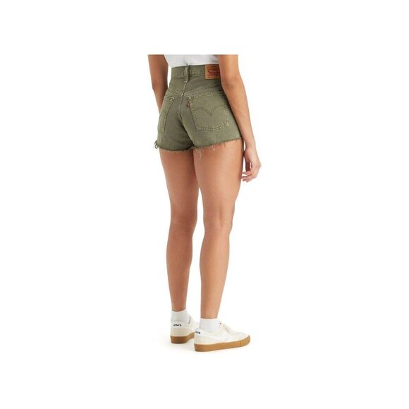 Levi's Olive Green 501 High Rise Shorts 56327-0396 BNWT - Size 28 - Picture 2 of 12